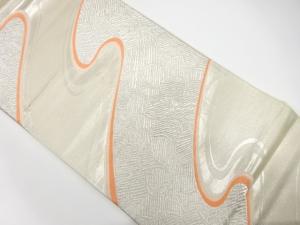 流水に花模様織り出し　袋帯